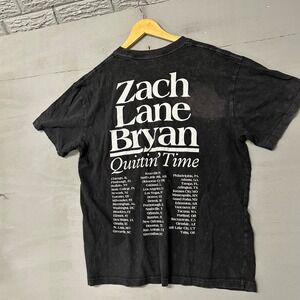 Zach Bryan Quittin Time Tour 2024 T-Shirt Mens Medium Washed Black Concert Tee